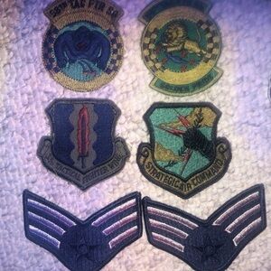 Lot of six Air Force Squadron and rank insignia subdued patches, vintage